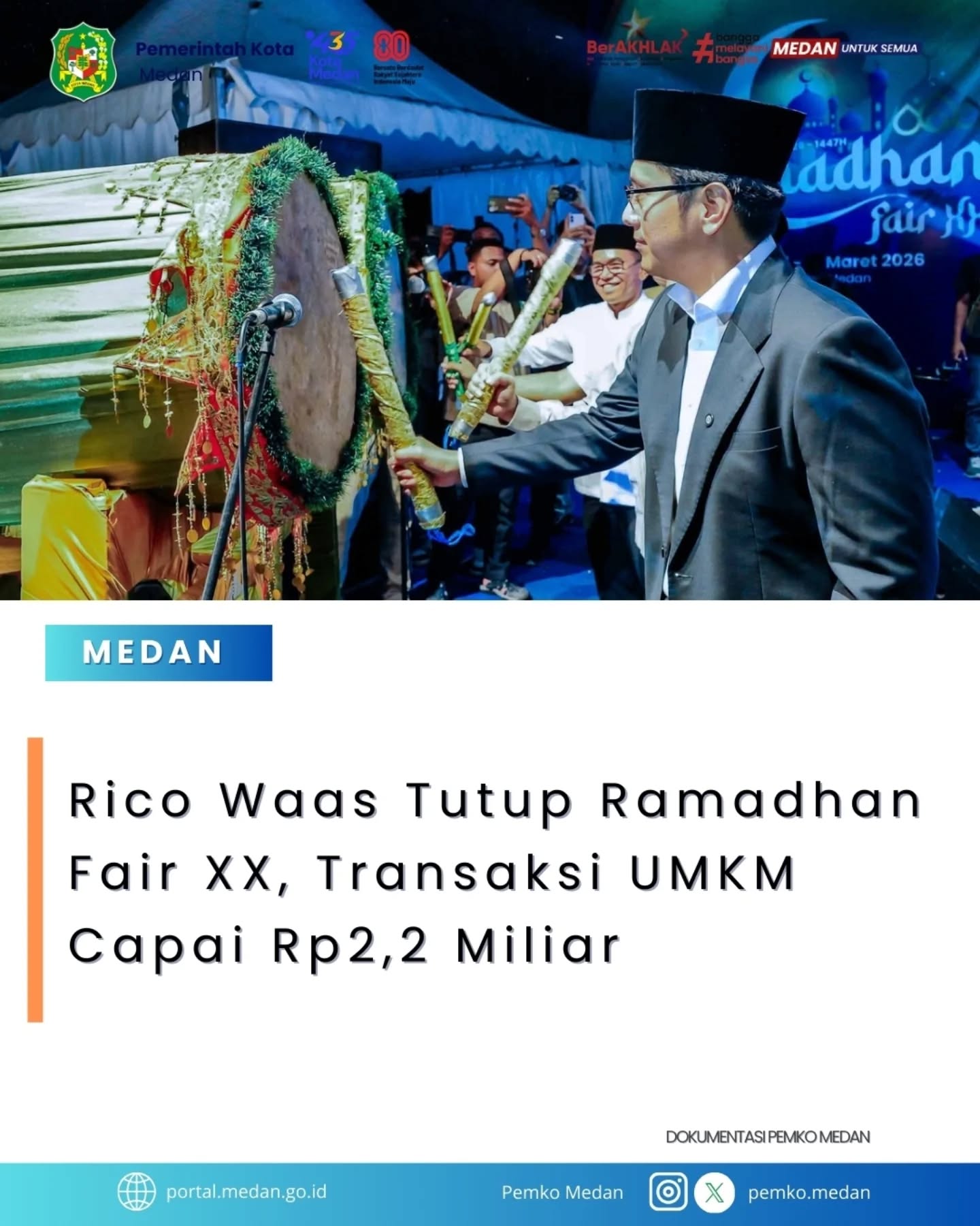 Penutupan Ramadhan Fair XX 2026, Kecamatan Medan Sunggal Raih Juara Stand UMKM Kriya Kecamatan Terbaik